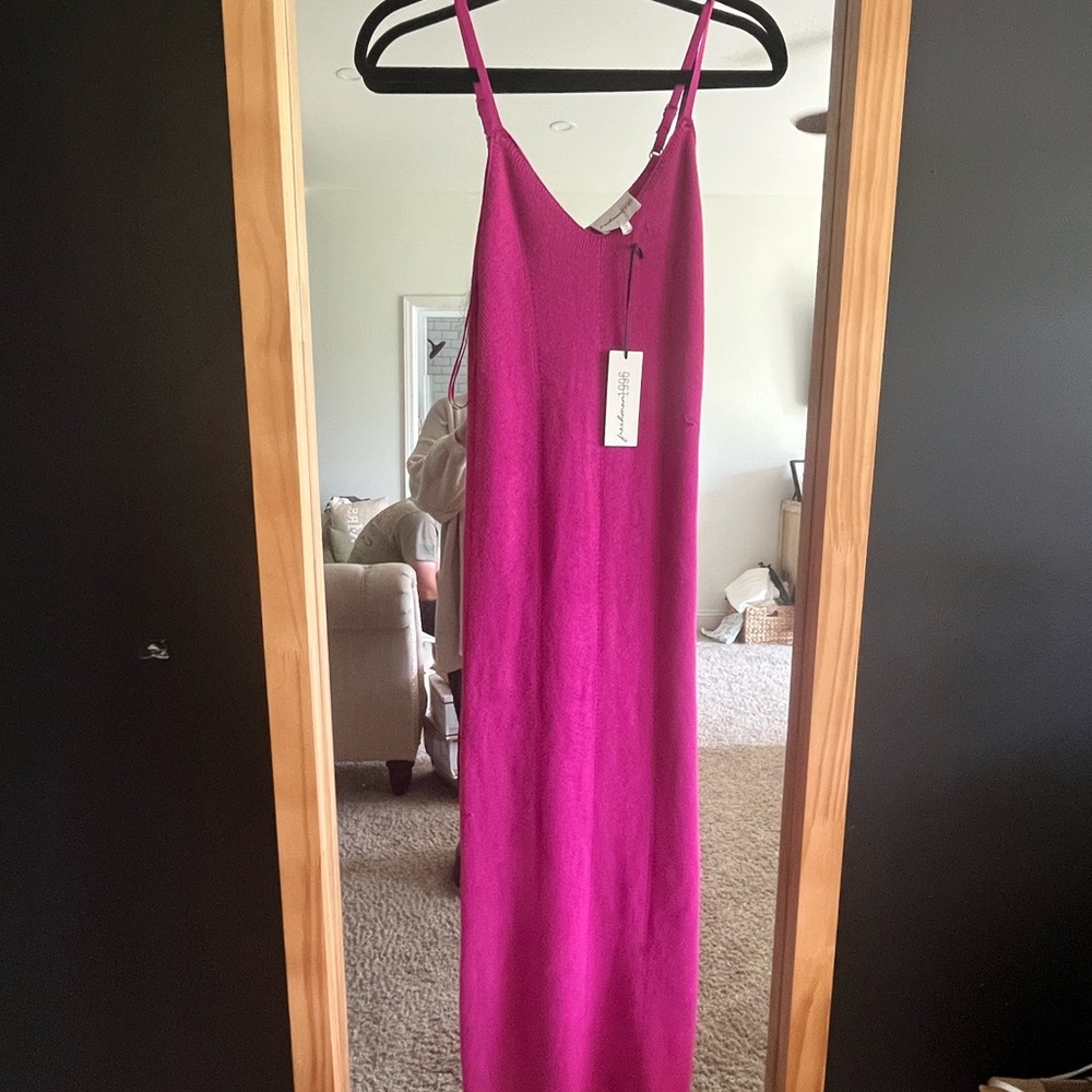 Sacai Pink Sleeveless Spaghetti Strap Maxi Dress